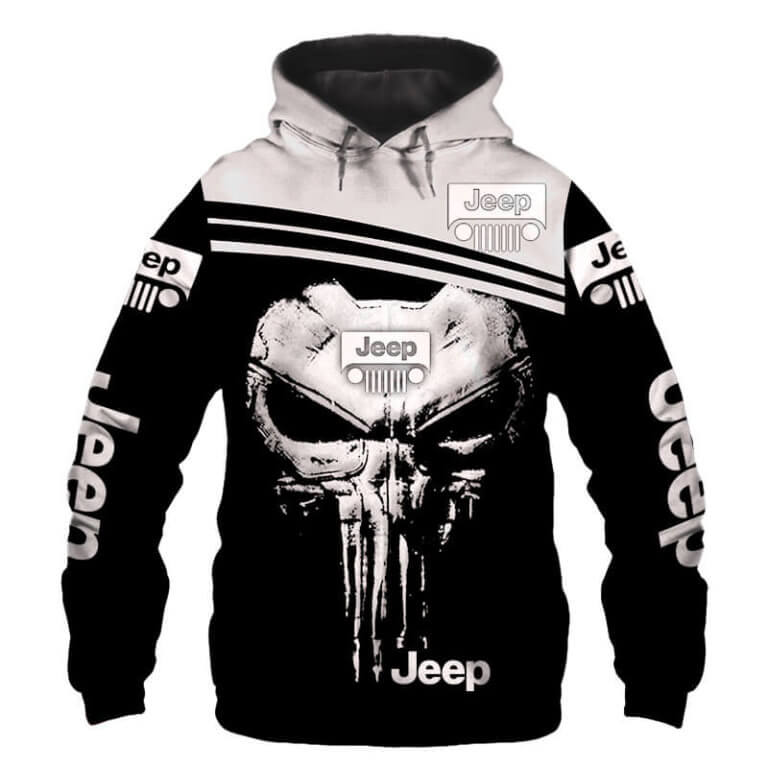 Jeep Black White Skull Unisex Hoodies 3D