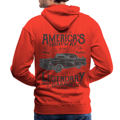 vintage car design America Highway Men’s Premium Hoodie - red