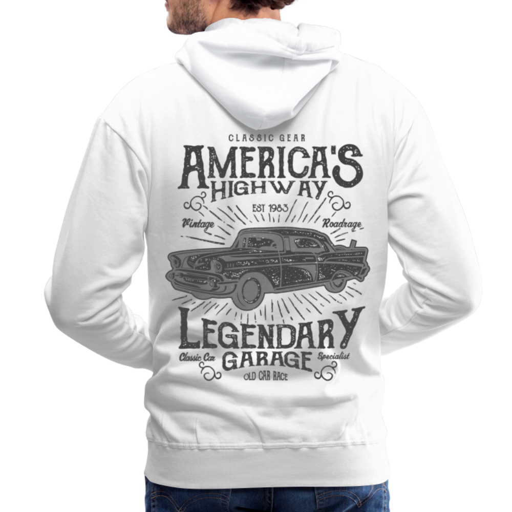 vintage car design America Highway Men’s Premium Hoodie - white