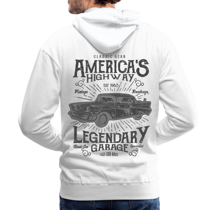 vintage car design America Highway Men’s Premium Hoodie - white