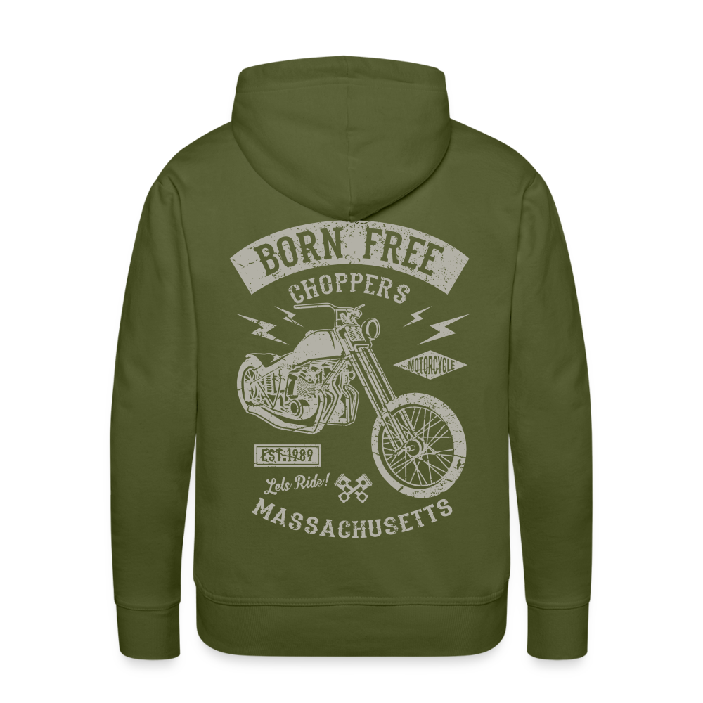 choppers Born Free Motorcycle Men’s Premium Hoodie - olive green