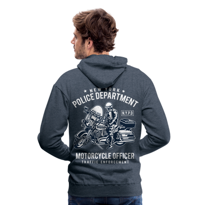 New York Police Department Motorcycle Officer Men’s Premium Hoodie - heather denim