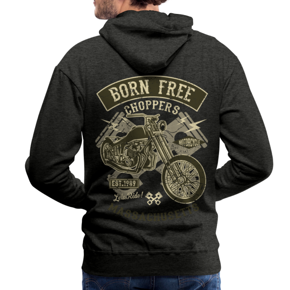 Born Free Choppers Motorcycle Men’s Premium Hoodie - charcoal grey