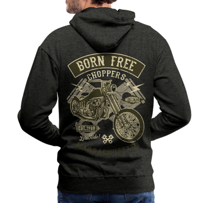 Born Free Choppers Motorcycle Men’s Premium Hoodie - charcoal grey