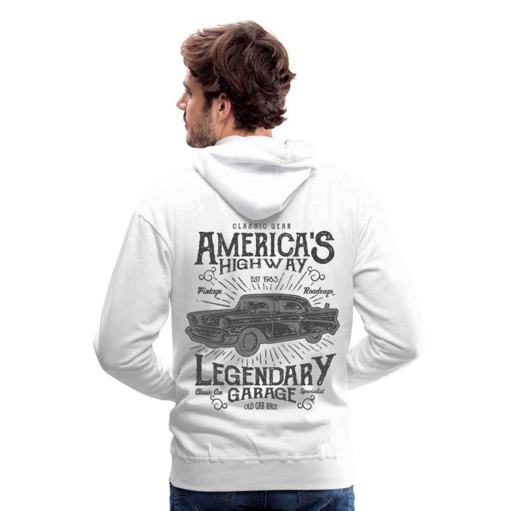 vintage car design America Highway Men’s Premium Hoodie - white