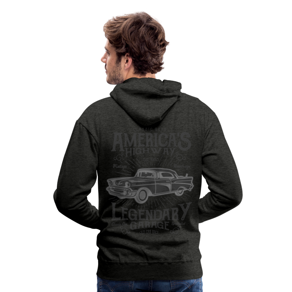 vintage car design America Highway Men’s Premium Hoodie - charcoal grey