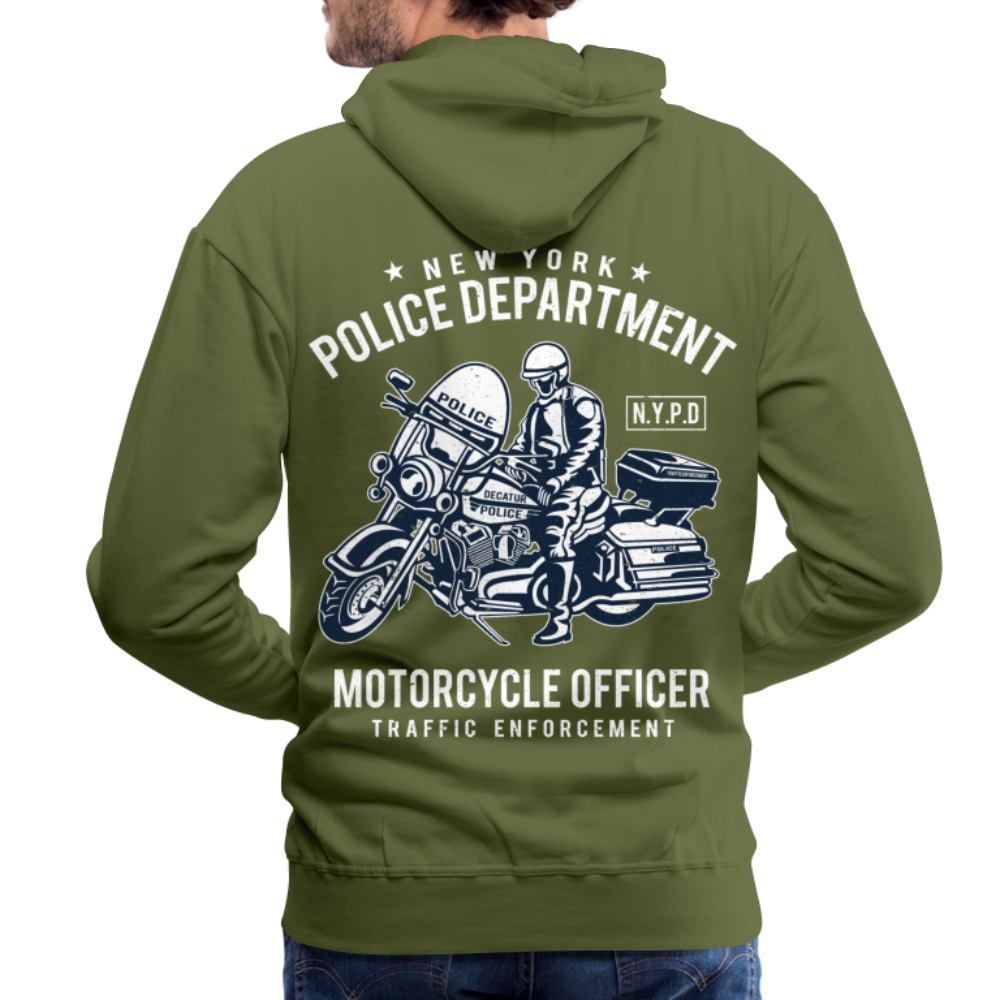 New York Police Department Motorcycle Officer Men’s Premium Hoodie - olive green