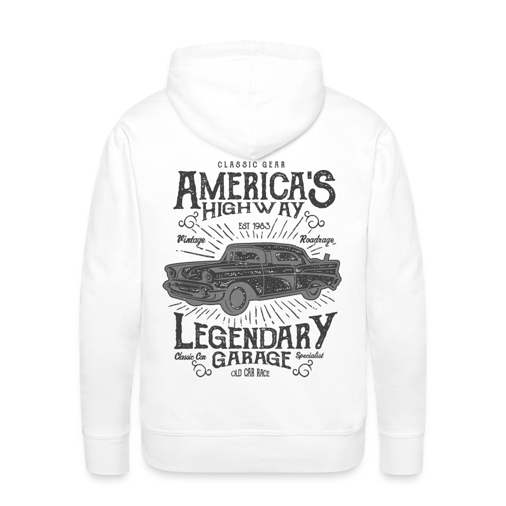 vintage car design America Highway Men’s Premium Hoodie - white