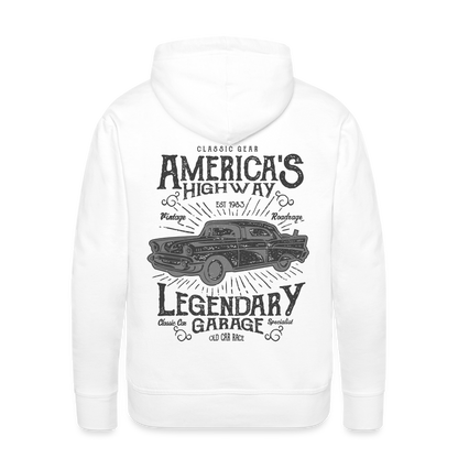 vintage car design America Highway Men’s Premium Hoodie - white