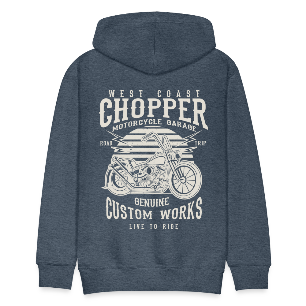 West Coasr Chopper Motorcycle Garage Men’s Premium Hoodie - heather denim