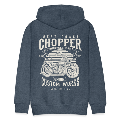 West Coasr Chopper Motorcycle Garage Men’s Premium Hoodie - heather denim