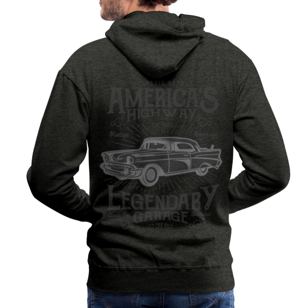 vintage car design America Highway Men’s Premium Hoodie - charcoal grey