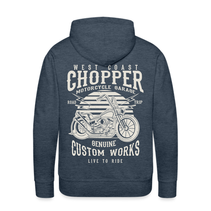 West Coasr Chopper Motorcycle Garage Men’s Premium Hoodie - heather denim