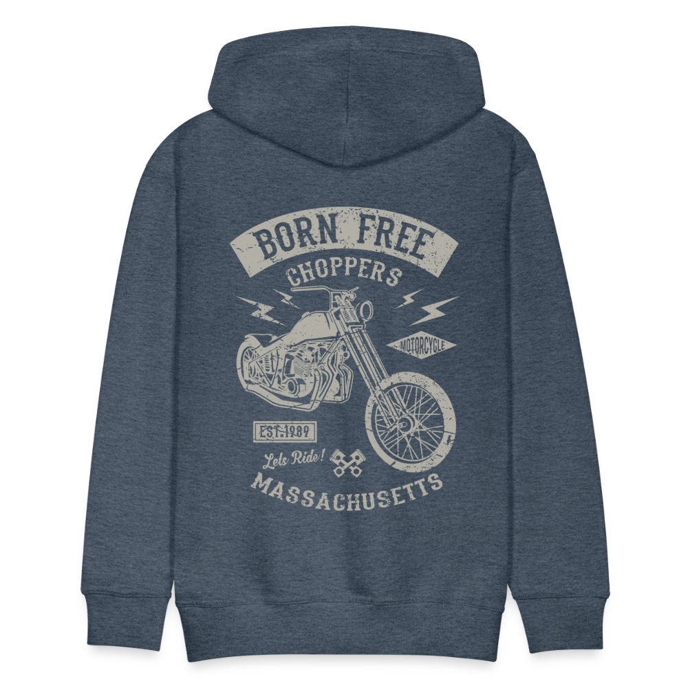 choppers Born Free Motorcycle Men’s Premium Hoodie - heather denim