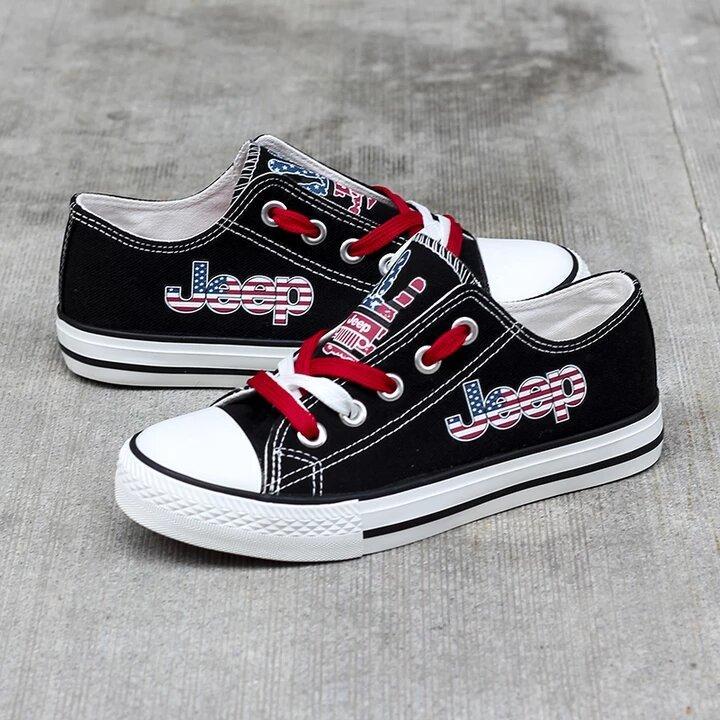 Jeep Black Low Top Jeep Wave US Flag Canvas Shoes