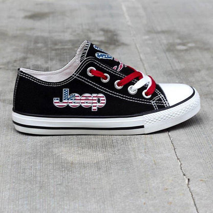 Jeep Black Low Top Jeep Wave US Flag Canvas Shoes