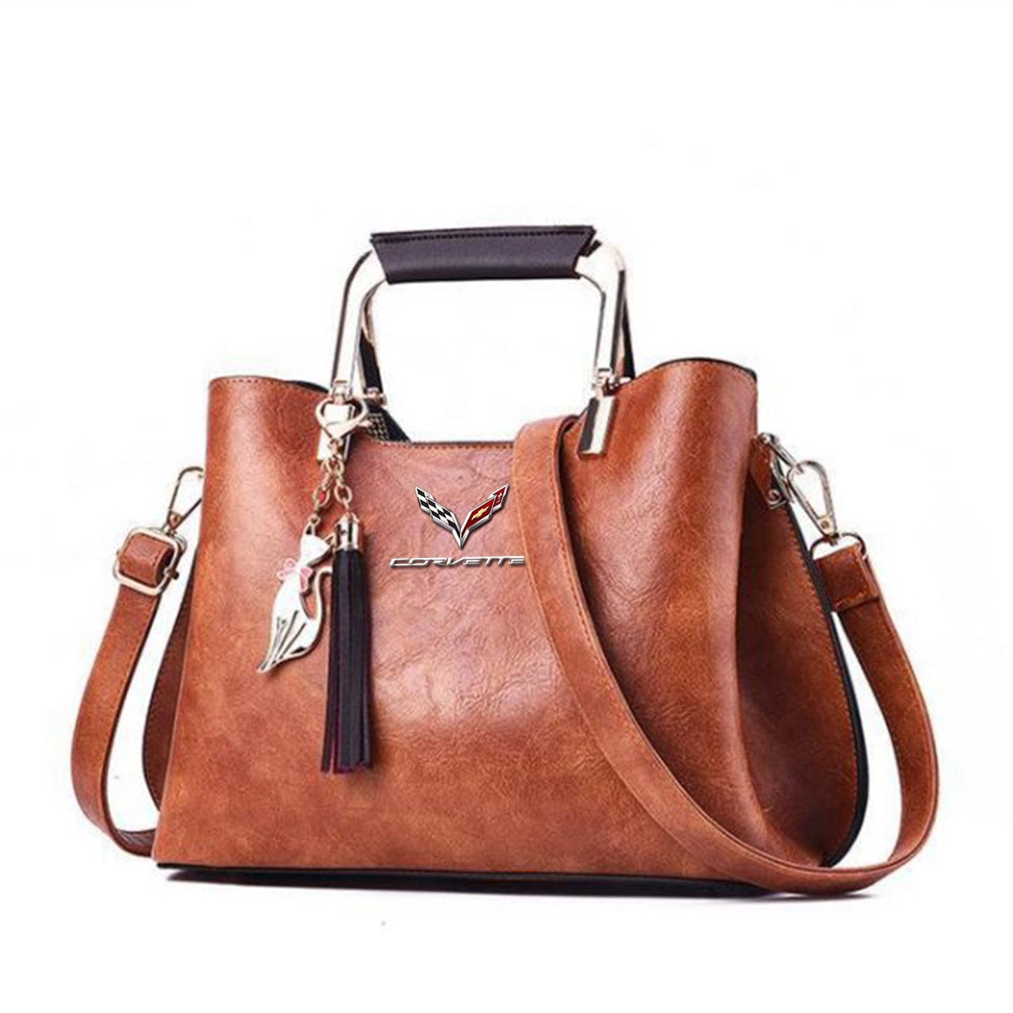 Corvette Deluxe Handbag For Women-bag-Driver Apparel-Brown-Driversapparel.com