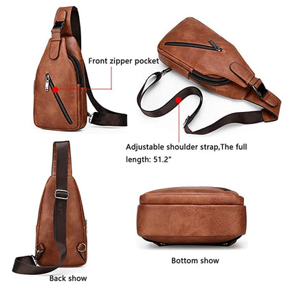 Jeep Leather Sling Bag Travel Hiking Crossbody Backpack-bag-Driver Apparel-Driversapparel.com