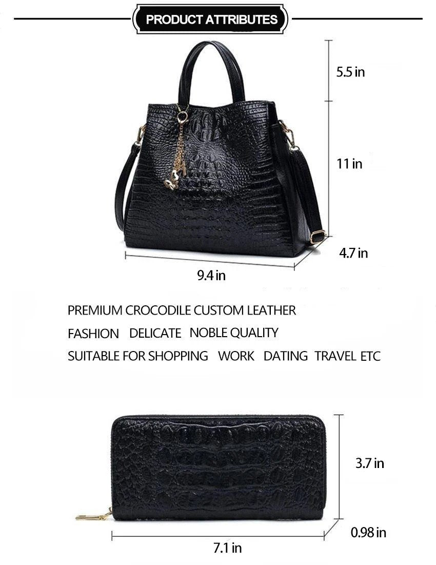 Mercedes Crocodile Leather Handbag With Free Wallet-bag-Driver Apparel-Driversapparel.com