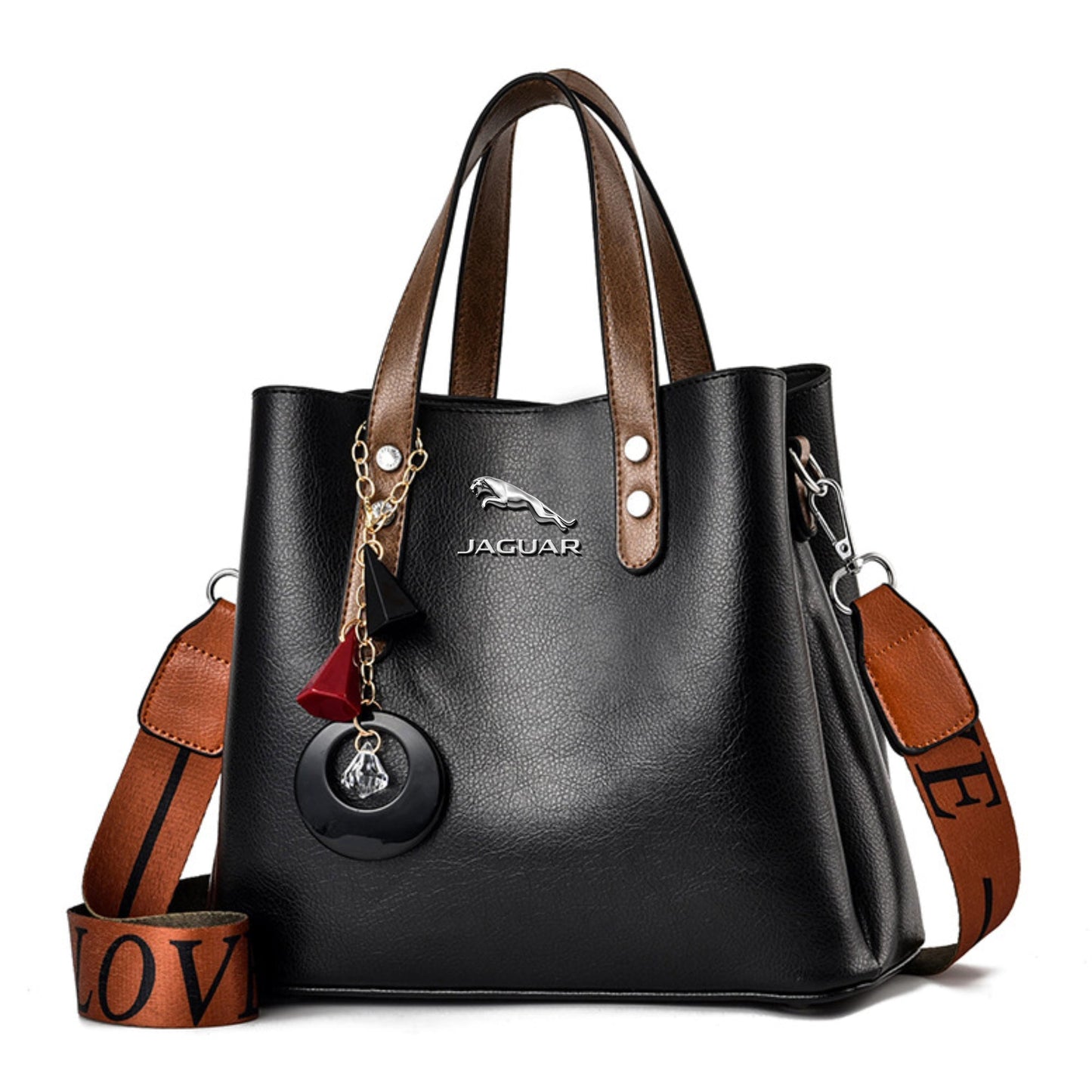 New Jaguar Luxury Leather Women Handbag-bag-Driver Apparel-Black-Driversapparel.com