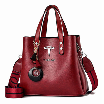 Tesla Luxury Leather Women Handbag-bag-Driver Apparel-Red-Driversapparel.com