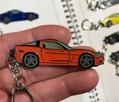 Corvette C6 Coupe Keychains, 7 Enamel Colors