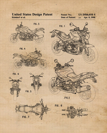 Vintage Motorcycle Patent Prints Set of 4_driver_clothing_drivi.store