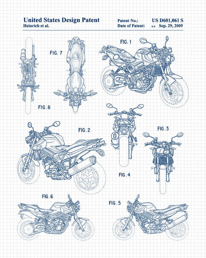 Vintage Motorcycle Patent Prints Set of 4