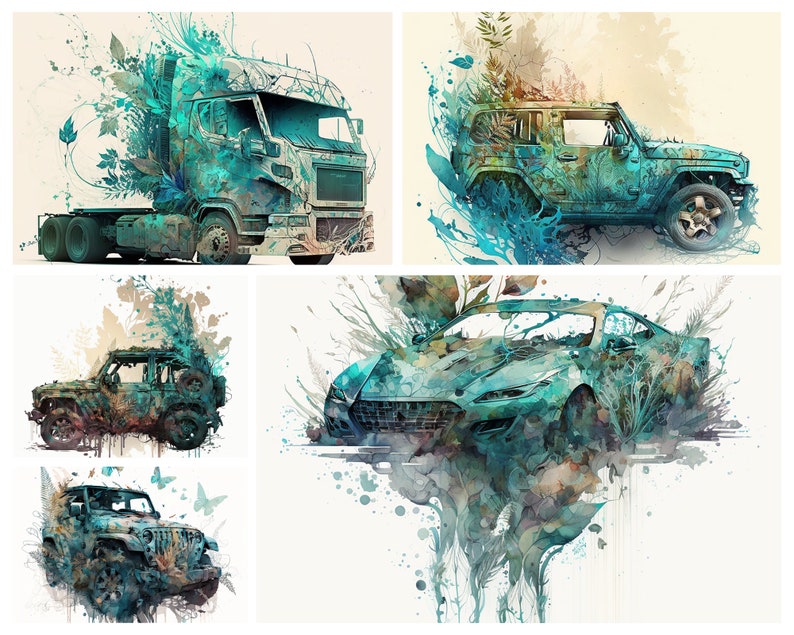 Watercolor Future Cars: 41 Artistic Automotive Illustrations