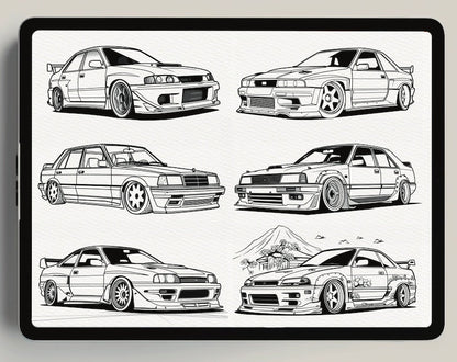 JDM Wheel Collection: 133 Japanese Car Stamps for Procreate_driver_clothing_drivi.store