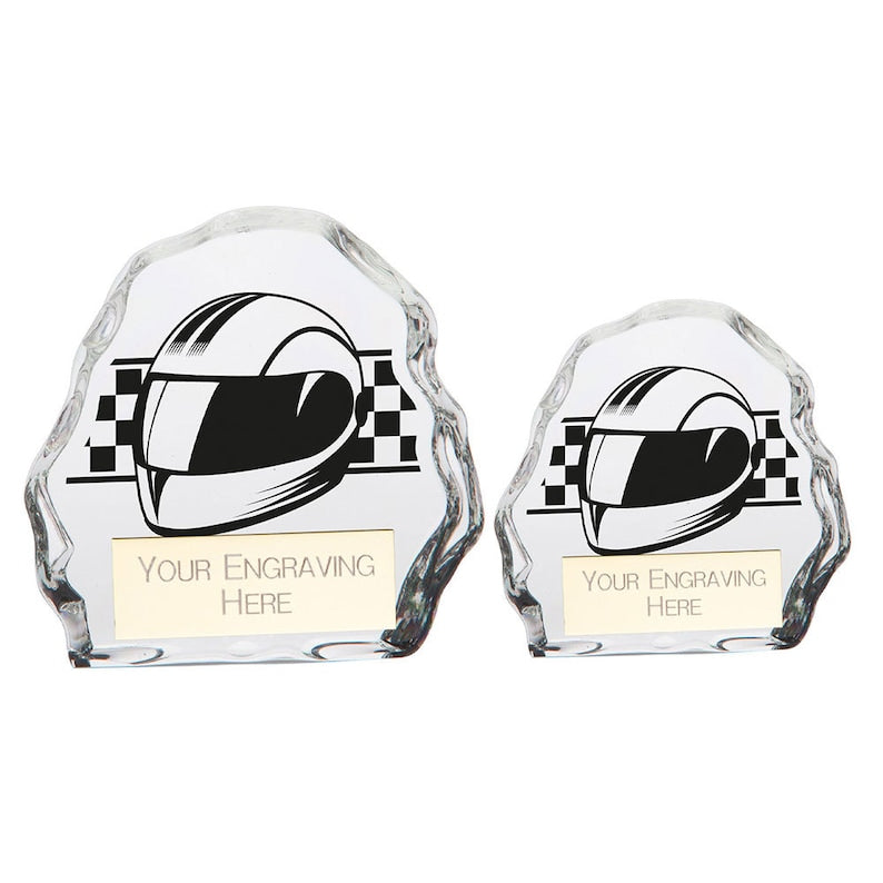 Mystique Motorsport Glass Award Trophy with Free Engraving