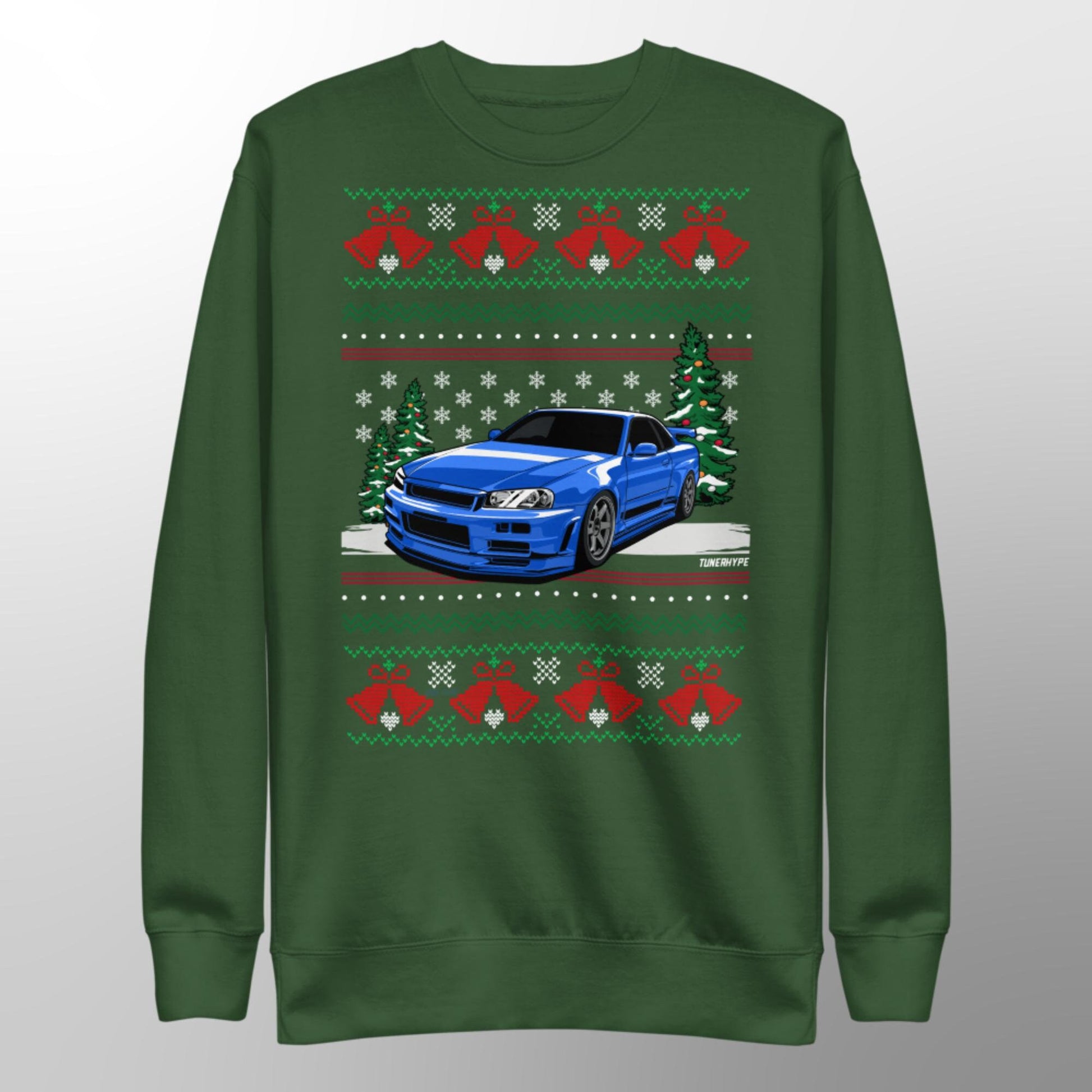 Ugly Christmas Sweater - Nissan Skyline R34 GT-R - Extra Comfy Premium Blend Hoodie