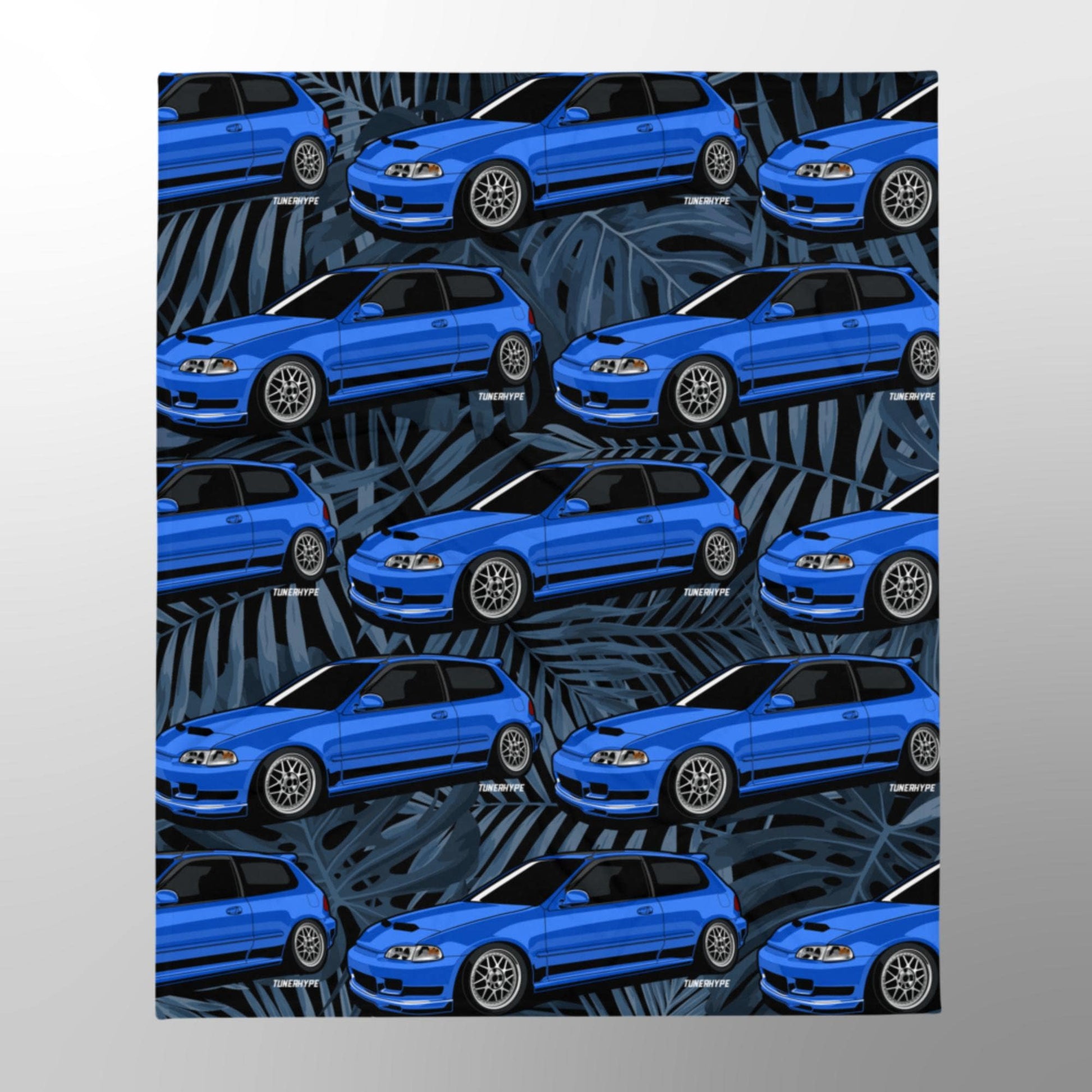 Honda Civic EG Hatchback Throw Blanket - Captiva Blue - Limited Flower Print