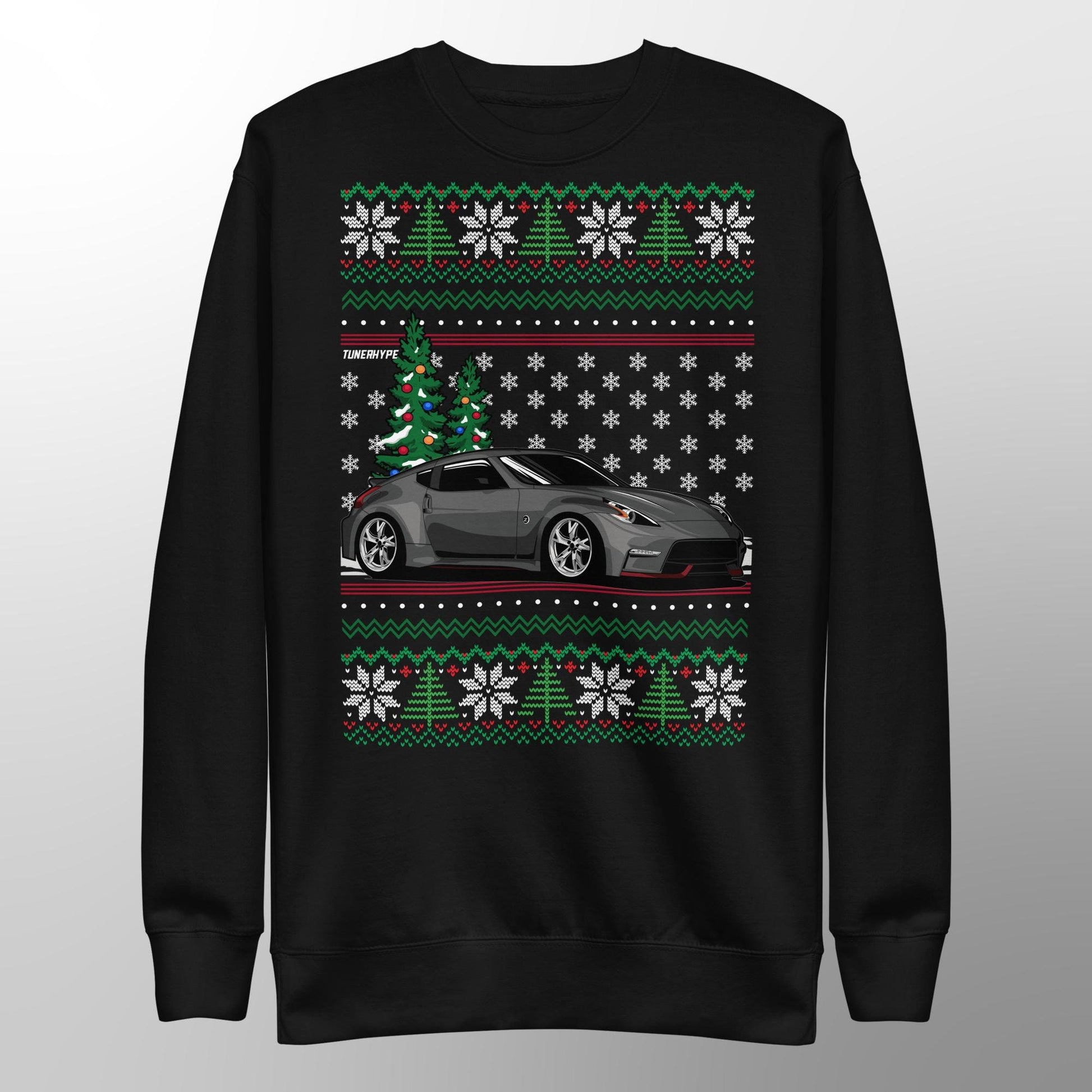 Ugly Christmas Sweater - Nissan 370z in Grey - Ugly Xmas Sweater - Car Guy Holiday Gift, Funny Christmas Gift, Nissan Gift - 350z Gift