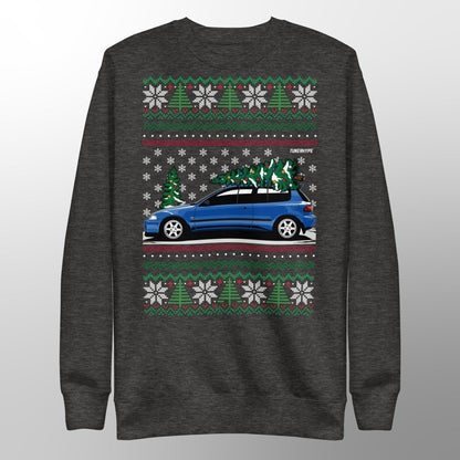 Ugly Christmas Sweater - Honda Civic EG6 on Volks - Ugly Xmas Sweater - Car Guy Holiday Gift, Funny Christmas Gift, JDM gift, Honda Gift