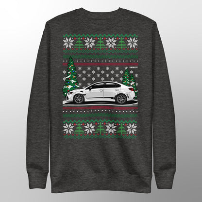 Ugly Christmas Sweater - Subaru WRX in White - Ugly Xmas Sweater - Car Guy Holiday Gift, Funny Christmas Gift