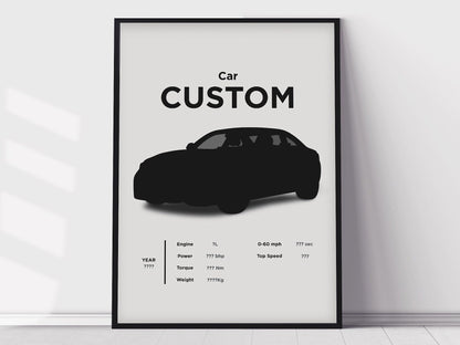 Printable Custom Car Poster, Boys Room Decor, Home Office Art, Room Decor, Digital Download, Car Posters, Kids Room Decor