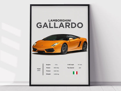 Lamborghini Gallardo Poster Print, Boys Room Decor, Home Office Art, Room Decor, Digital Posters, Car Posters