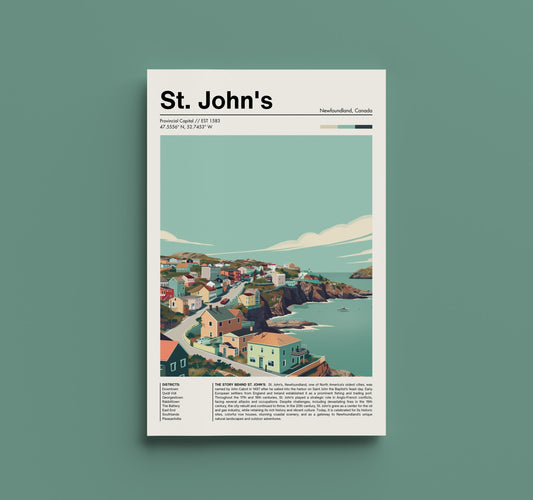 Retro Style St. John's Poster - Vintage Newfoundland Cityscape Art Print - Nostalgic Wall Decor - Perfect Gift for Any Home or Office