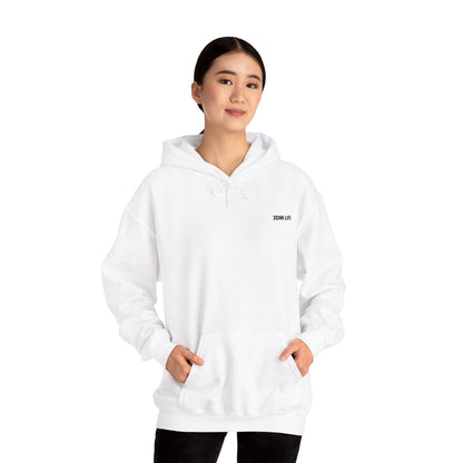 JDM White Subaru WRX STI Hoodie Clean and Simple Aesthetic with Cherry Blossom Background