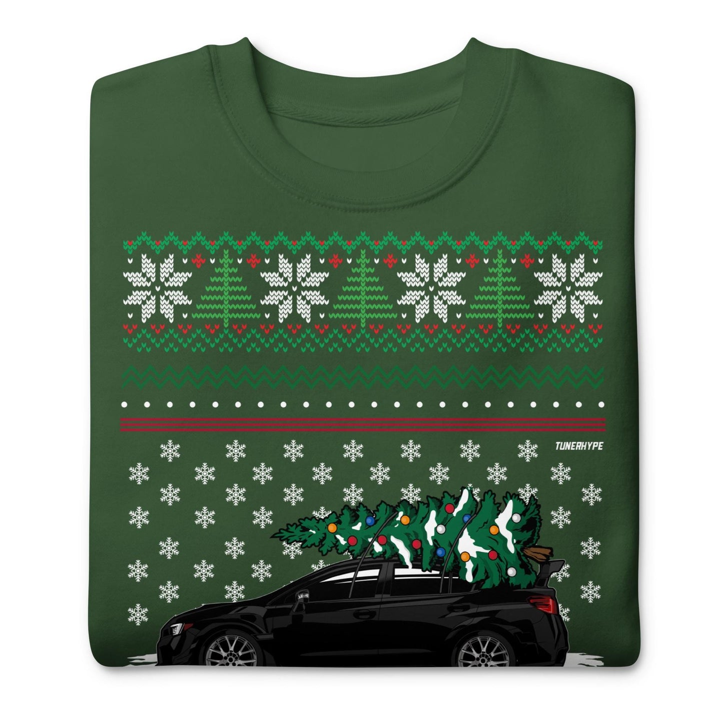 Ugly Christmas Sweater - Subaru WRX STI in Black - Ugly Xmas Sweater - Car Guy Holiday Gift, Funny Christmas Gift, JDM gift, funny car gift