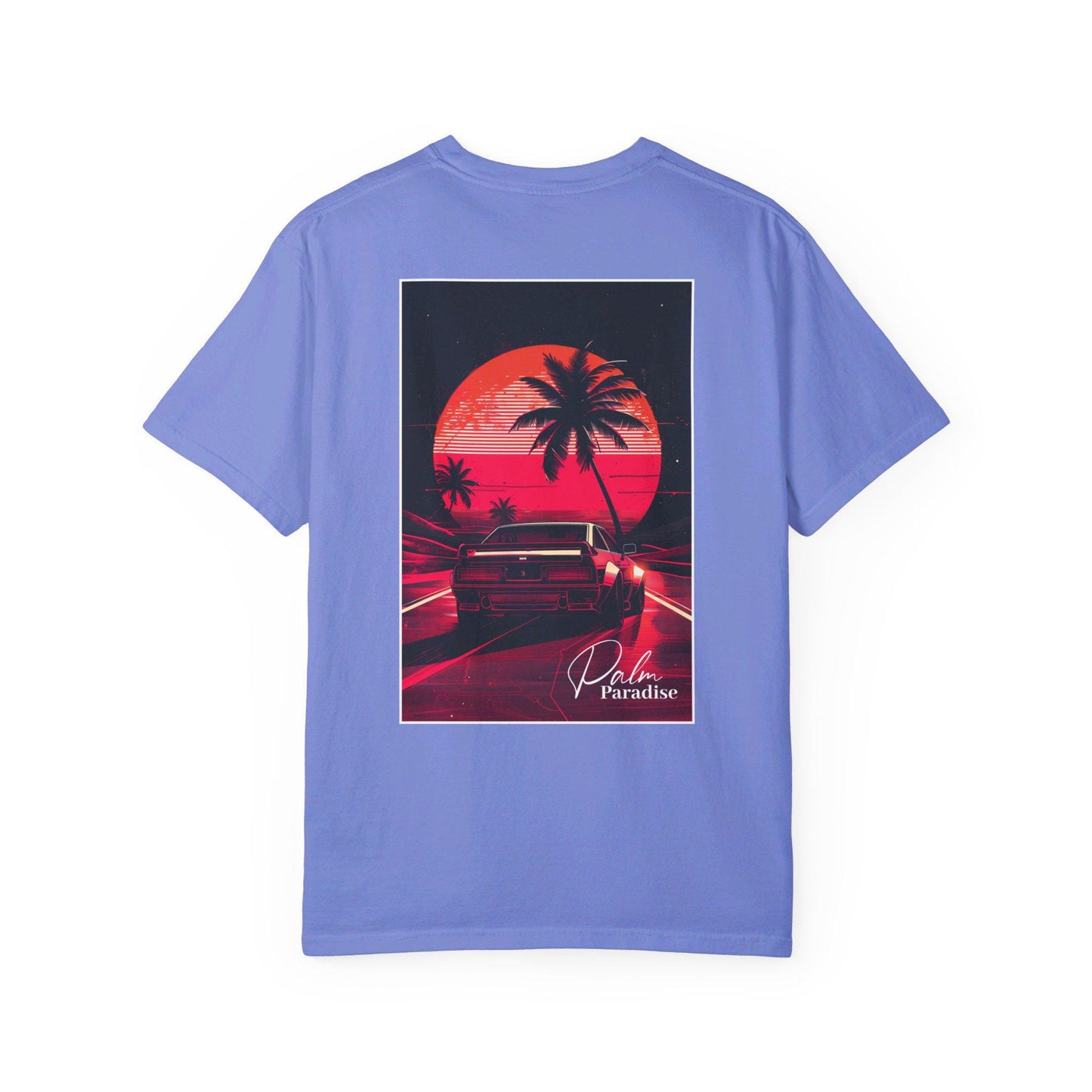 Palm Paradise Retro Car T-shirt - Boosted Gear Co, Vintage Sunset Tee, Cool Unisex Top, Casual Beach Vibes Shirt, Unique Graphic Apparel