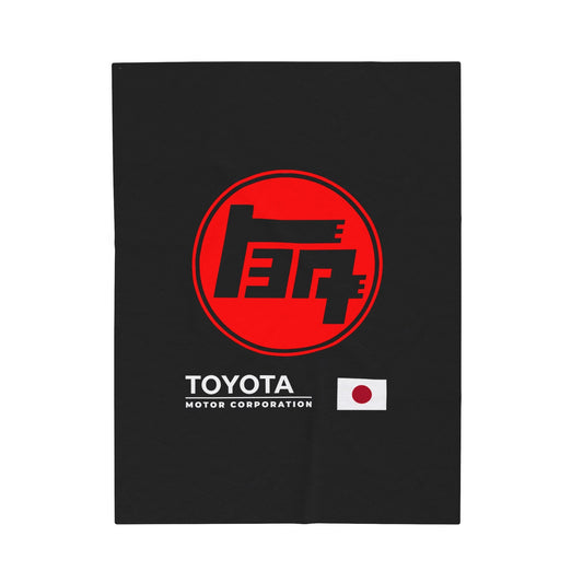 Toyota TEQ Velveteen Plush Blanket - Vintage Design, JDM Cozy Throw, Soft Home Decor, Retro Japanese Logo